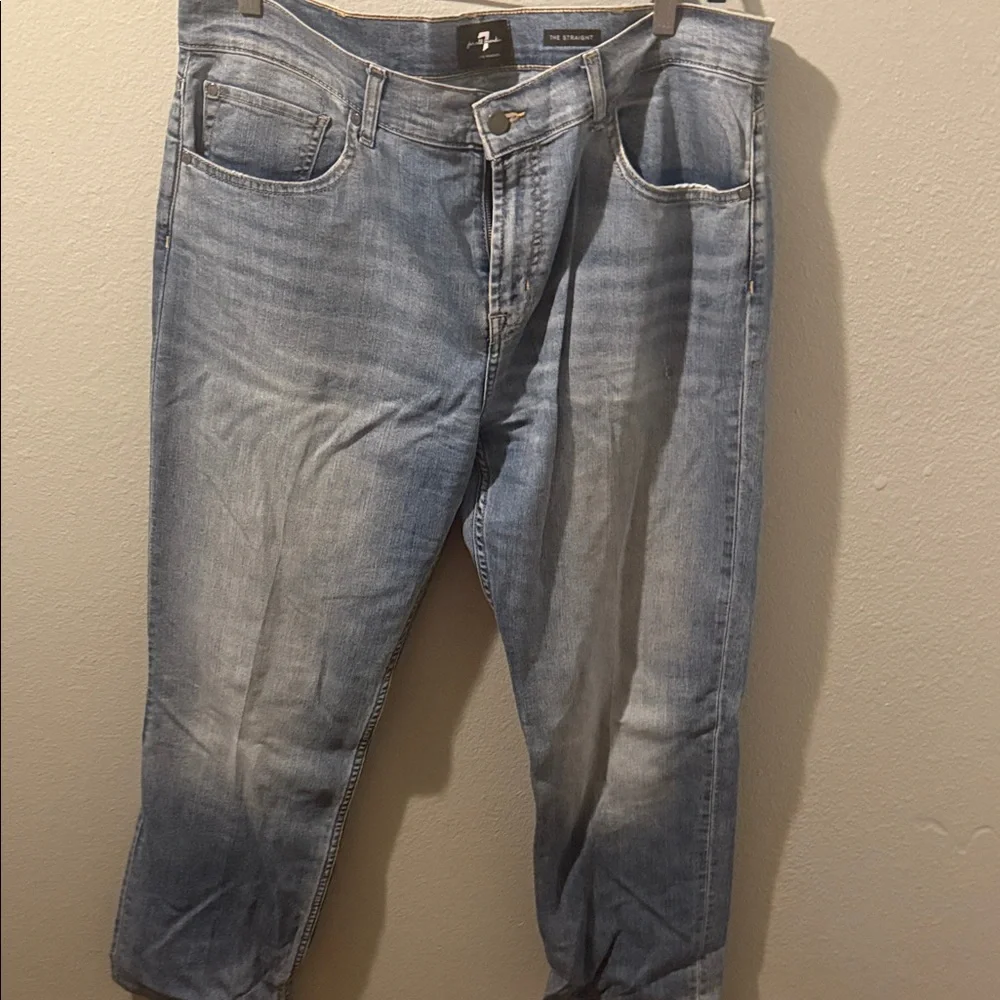 7 For All Mankind Light Blue straight Jeans size 38”